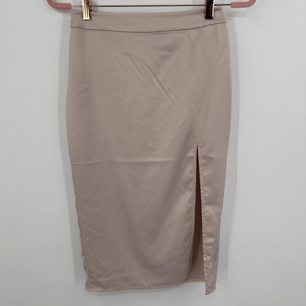 Babaton Skirt Womens 4 Beige High Waist Midi Pencil Slit Career Office Chic‎
